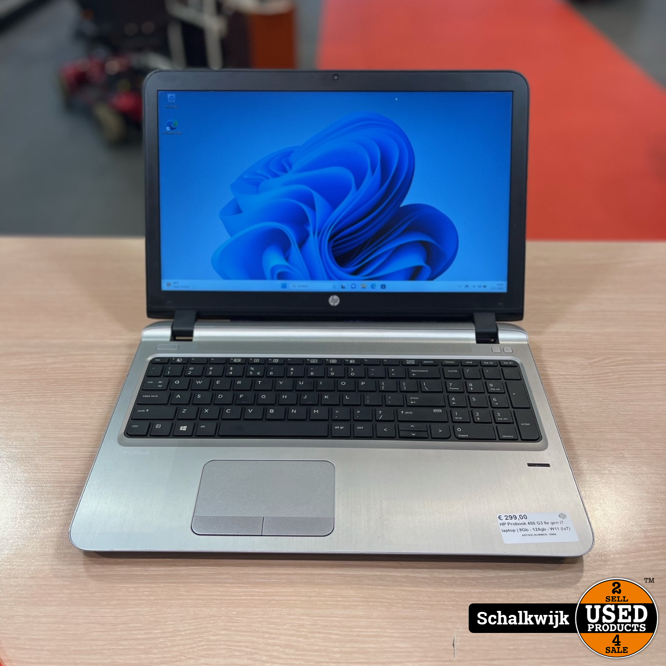 HP Probook 450 G3 6e gen i7 laptop | 8Gb - 128gb - W11 - Used