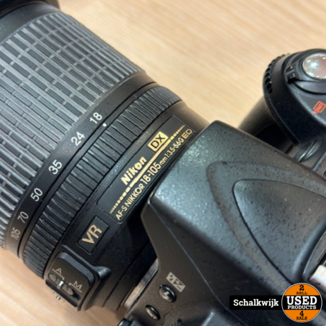 Nikon D90 met 18-105 lens, extra accu + oplader