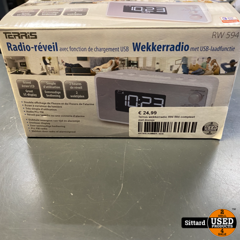 Terrus wekkerradio RW-594 compleet met doosje