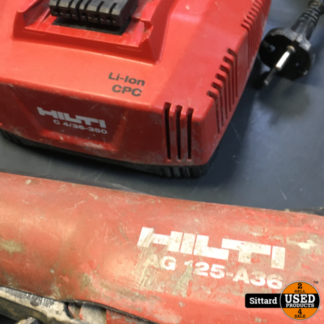 HILTI AG 125-A36 haakse slijper incl. B36/5.2 accu + C 4/36-350 lader