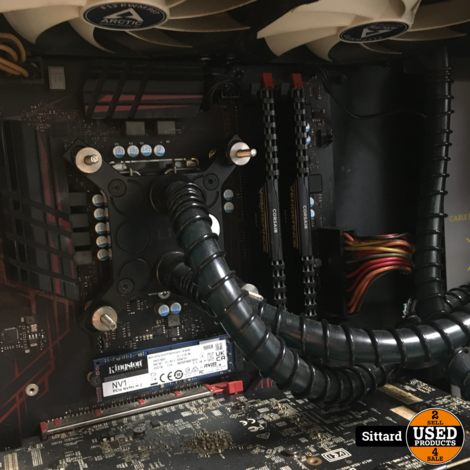 ANTEC watergekoelde Game PC, Intel i5-7e gen, ASUS Strix RX570 4GB videocard, 8GB Ram, 512 GB NVme