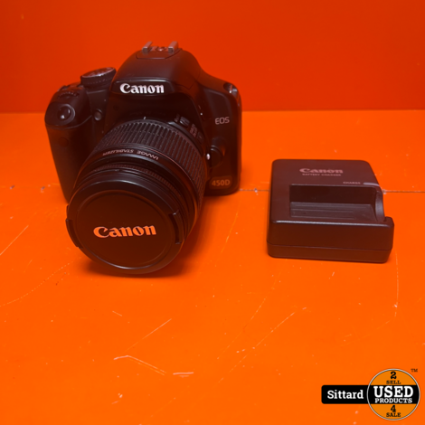 Canon EOS 450D + lens EFS 18-55 mm. in nette staat