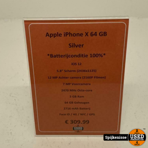 Apple iPhone X 64GB Silver *805206*