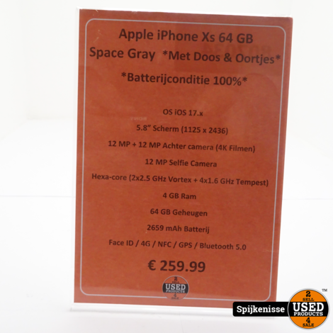 Apple iPhone Xs 64GB Space Gray *807034*