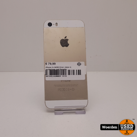 iPhone 5S 64GB Zilver vlekje in rechterhoek met Garantie