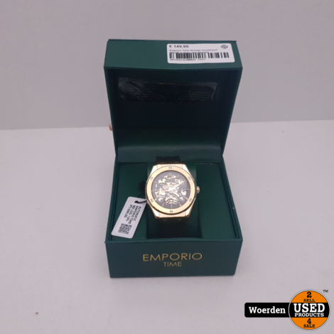 Emporio Time Horloge Goud/Zwart NIEUW in Doos met Garantie