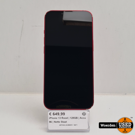 iPhone 13 Rood | 128GB | Accu 96 | Nette Staat