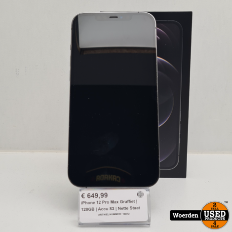 iPhone 12 Pro Max Graphite | 128GB | Accu 83 | Nette Staat