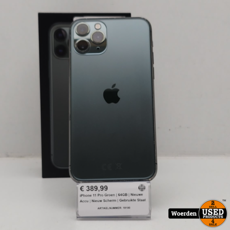 iPhone 11 Pro Groen | 64GB | Nieuwe Accu | Nieuw Scherm | Gebruikte Staat