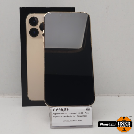 Apple iPhone 13 Pro Goud | 128GB | Accu 88 | Incl. Screen Protector | Nieuwstaat