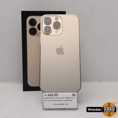 Apple iPhone 13 Pro Goud | 128GB | Accu 88 | Incl. Screen Protector | Nieuwstaat