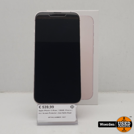 Apple iPhone 13 Rose | 128GB | 91accu | Nieuw Scherm | Nette Staat