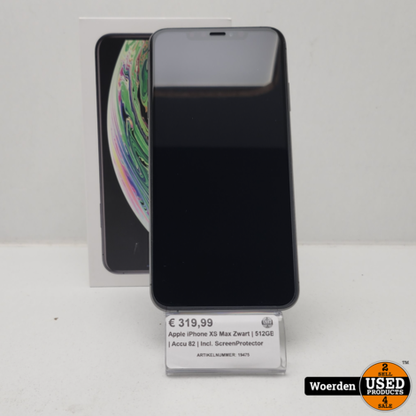 Apple iPhone XS Max Zwart | 512GB | Accu 82 | Incl. ScreenProtector