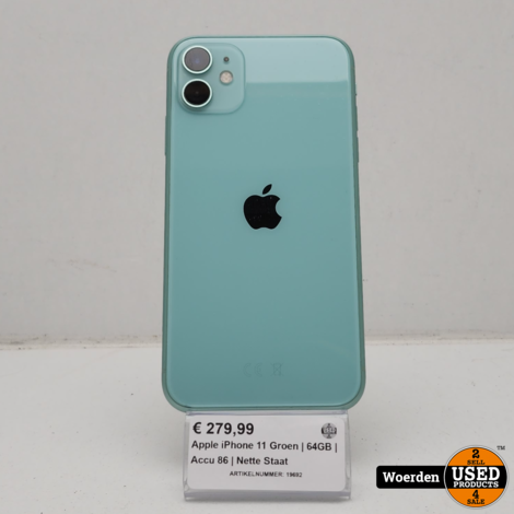 Apple iPhone 11 Groen | 64GB | Accu 86 | Nette Staat