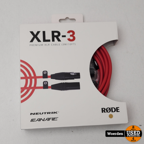 Rode XLR-3 i hoogwaardige XLR-kabel | 3 Meter | Nieuw in doos