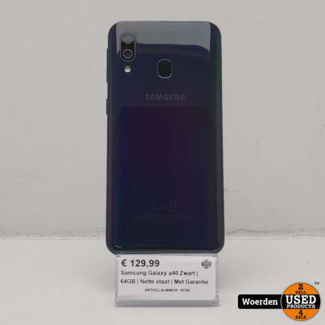 Samsung Galaxy a40 Zwart | 64GB | Nette Staat | Met Garantie