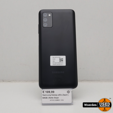 Samsung Galaxy a03s Zwart | 64GB | Nette Staat