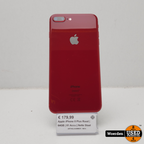 Apple iPhone 8 Plus Rood | 64GB | 81 Accu | Nette Staat