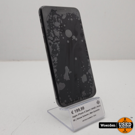 Apple iPhone X Zwart | 64GB | Accu 90 | Nieuw Scherm | Met Garantie