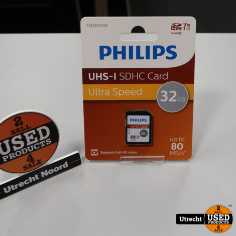 Philips 32GB Class 10 SD Kaart | Nieuw