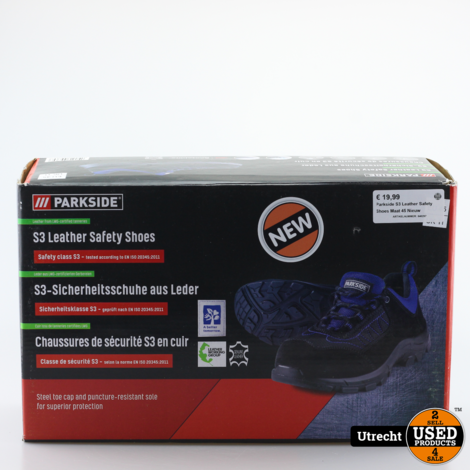 Parkside S3 Leather Safety Shoes Maat 45 Nieuw