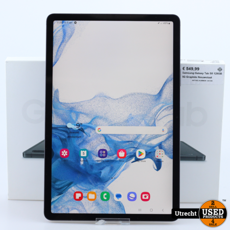 Samsung Galaxy Tab S8 128GB 5G / WiFi Graphite Nieuwstaat