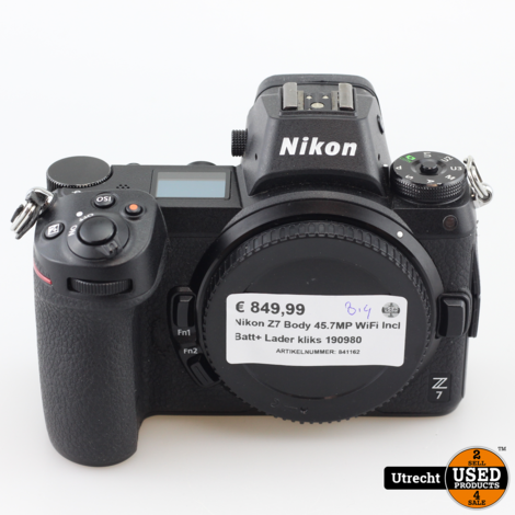 Nikon Z7 Body 45.7MP WiFi Incl Batt+ Lader kliks 190980