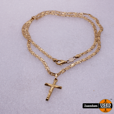 Gouden Ketting met Jezus Hanger | 51cm | 3cm | 18Kt