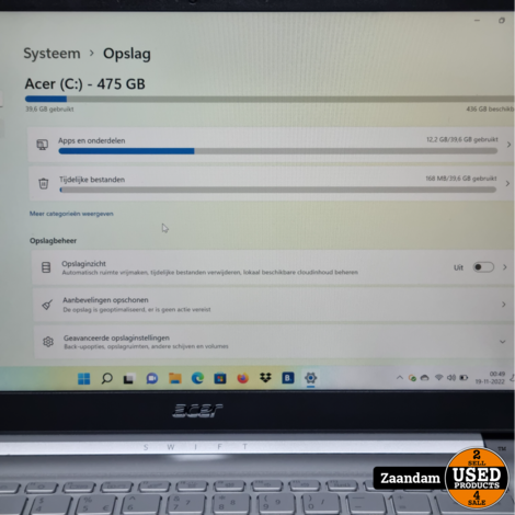 Acer Swift SF314-42 Laptop | AMD-Ryzen 5-U4500 | 8GB | 512GB SSD | In zeer nette staat
