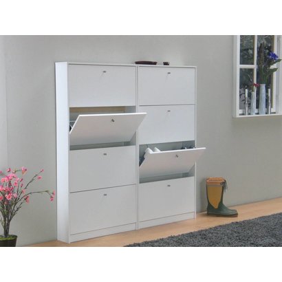 Schoenenkast wit mat (set van 2 stuks) 150x148x17 cm Escape