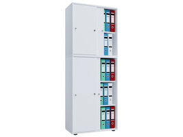 Lona XXL Kantoorkast met 4 schuifdeuren en slot wit.