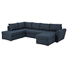 Stan slaapbank, hoek links met chaise longue rechts, in blauw.