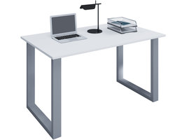 Lona Bureau 140x80 cm U-frame wit/zilverkleurig.