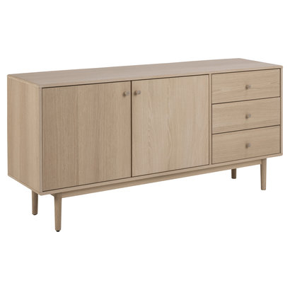 Assor dressoir met 2 deuren en 3 laden, wit geolied eiken decor.