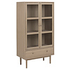 Assor vitrinekast met 2 glazen deuren en 1 lade, wit geolied eiken decor.