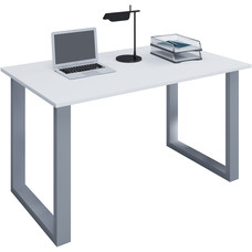 Lona Bureau 140x50 cm U-frame wit/zilverkleurig.