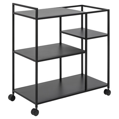 Newbor salontafel Trolley met 3 legborden zwart.