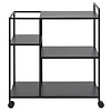 Newbor salontafel Trolley met 3 legborden zwart.