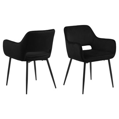 Ranwa eetkamerstoel met armleuningen zwart.