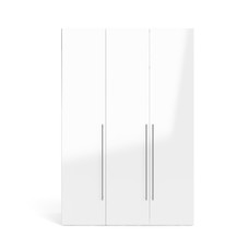 Saskia kledingkast 3 deuren B150 cm wit en wit hoogglans.