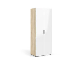 Petra kledingkast 2 deuren decor eikenstructuur en wit hoogglans.