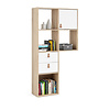 Fula Boekenkast met 1 deur, 2 laden eikenstructuur decor en wit.