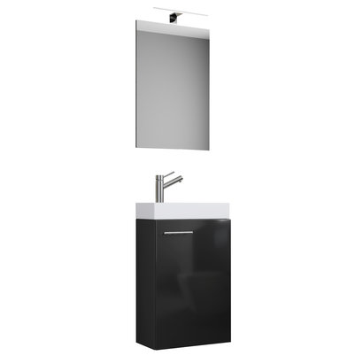 Slito badkamer met spiegel incl. verlichting, zwart.