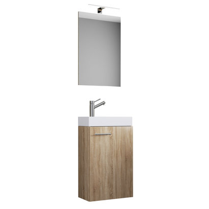 Slito badkamer met spiegel incl. verlichting, Sonoma eiken decor.