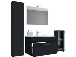 Nywo badkamer 80 cm, spiegel, zwart.