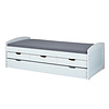 Ulli bed 90 x 190 cm met 1 uitschuifbed, 3 lades, incl 1 lattenbodem wit.