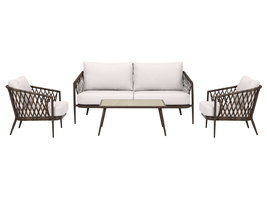 Harvey tuinmeubelset met 4 delen incl. kussen bruin, natuur.