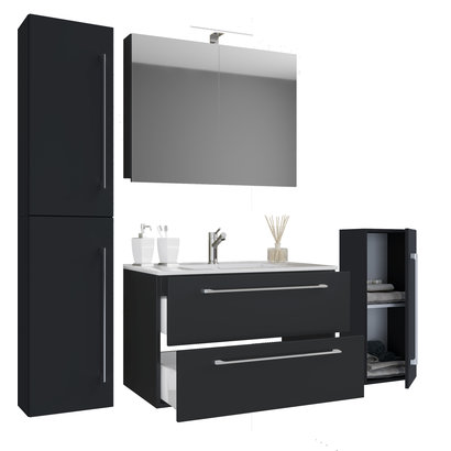 Badinos badkamer A 80 cm, spiegelkast, zwart.