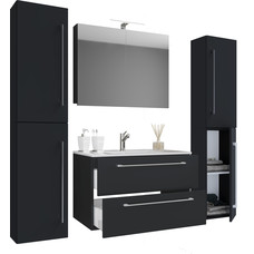 Badinos badkamer B 80 cm, spiegelkast, zwart.