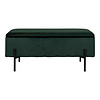 Watford bank met opbergruimte groen velours, zwart.